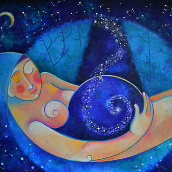 Картина под названием "УЗИ (УльтраЗвездное…" - Anastasiya Balysh, Подлинное произведение искусства, Масло