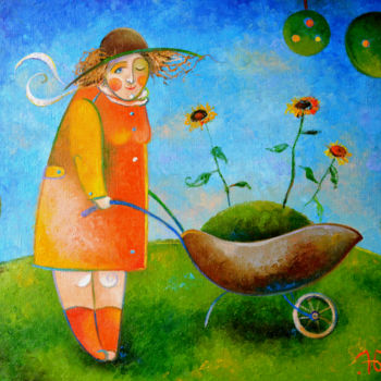Картина под названием "В место под солнцем" - Anastasiya Balysh, Подлинное произведение искусства, Масло