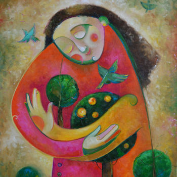 Картина под названием "Люлi" - Anastasiya Balysh, Подлинное произведение искусства, Масло