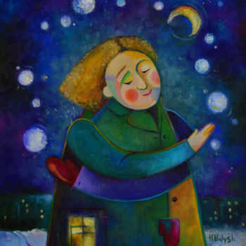 Ζωγραφική με τίτλο "Гульня у снежкi з м…" από Anastasiya Balysh, Αυθεντικά έργα τέχνης, Λάδι