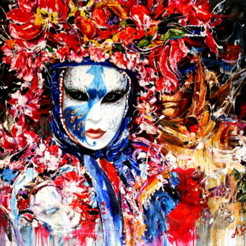 Картина под названием "Venice Carnival. Мa…" - Anastasiya Bernie, Подлинное произведение искусства, Масло