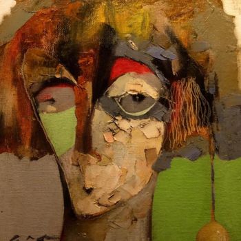 Malerei mit dem Titel "Portrait of a Clown" von Anastasiya Kimachenko, Original-Kunstwerk