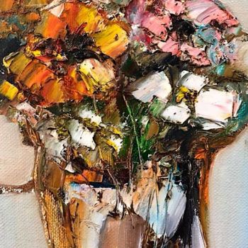 Painting titled "Autumn flowers" by Anastasiya Kimachenko, Original Artwork, Oil