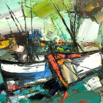 Pintura titulada "Boats" por Anastasiya Kimachenko, Obra de arte original, Oleo