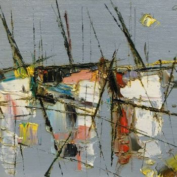 Painting titled "Boats" by Anastasiya Kimachenko, Original Artwork, Oil
