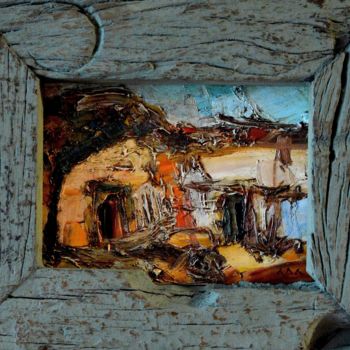 Painting titled "Lanscape in a Barn…" by Anastasiya Kimachenko, Original Artwork, Oil