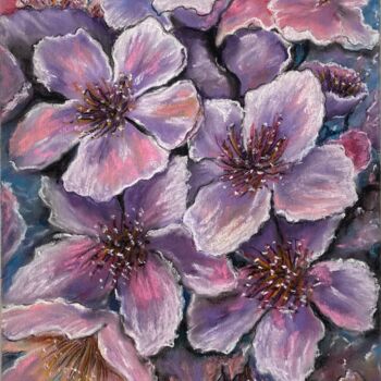 Peinture intitulée "Sakura Painting Flo…" par Anastasiya Posylaeva, Œuvre d'art originale, Pastel