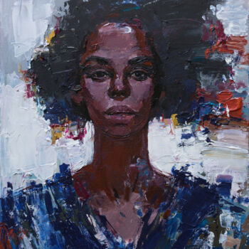 Painting titled "African woman portr…" by Anastasiya Valiulina, Original Artwork, Acrylic