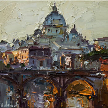 Painting titled "St. Angelo Bridge i…" by Anastasiya Valiulina, Original Artwork, Oil