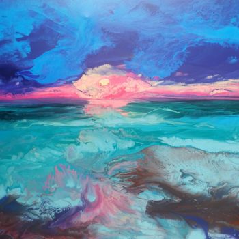 Pittura intitolato "Sunset at the sea" da Kachina, Opera d'arte originale, Acrilico