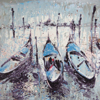 Painting titled "Venice" by Kachina, Original Artwork, Oil Mounted on Wood Stretcher frame