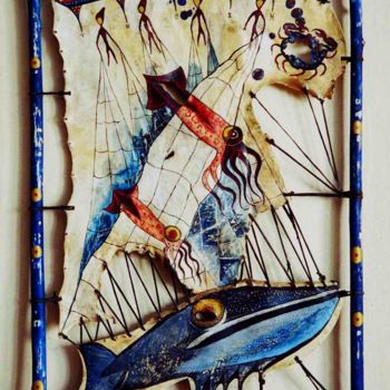 Картина под названием "Рыбаки" - Екатерина Раймер, Подлинное произведение искусства, Акрил