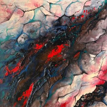 Painting titled "Lava" by Anastassia Lo, Original Artwork, Acrylic Mounted on Wood Stretcher frame