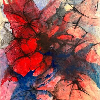 Pittura intitolato "Fiori e farfalle" da Anastassia Lo, Opera d'arte originale, Acrilico Montato su Telaio per barella in le…