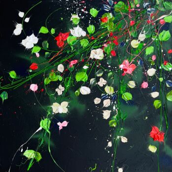 Painting titled "Roses On The Black…" by Anastassia Skopp, Original Artwork, Acrylic Mounted on Wood Stretcher frame