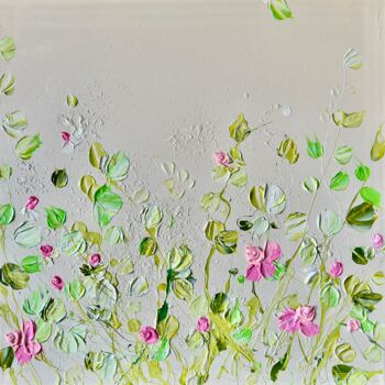 Painting titled "Pink Roses" by Anastassia Skopp, Original Artwork, Acrylic Mounted on Wood Stretcher frame