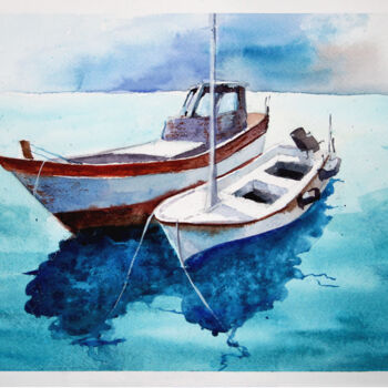 "Boats" başlıklı Tablo Anastassiya Suslova tarafından, Orijinal sanat, Suluboya
