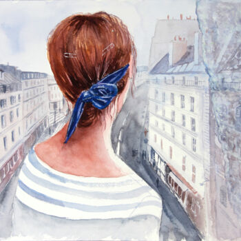 Painting titled "Morning in Paris" by Anastassiya Suslova, Original Artwork, Watercolor