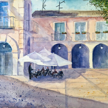 Peinture intitulée "Spanish patio" par Anastassiya Suslova, Œuvre d'art originale, Aquarelle Monté sur Carton