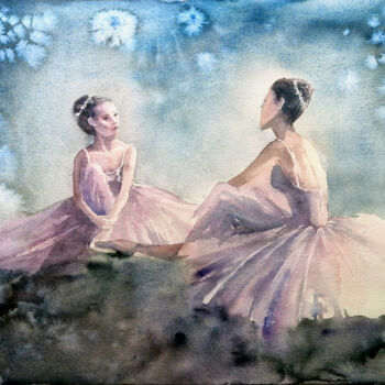 Malarstwo zatytułowany „Ballerinas” autorstwa Anastassiya Suslova, Oryginalna praca, Akwarela