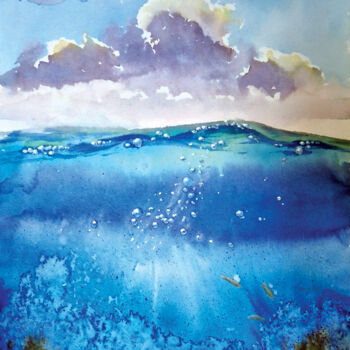 Картина под названием "Undersea" - Anastassiya Suslova, Подлинное произведение искусства, Акварель