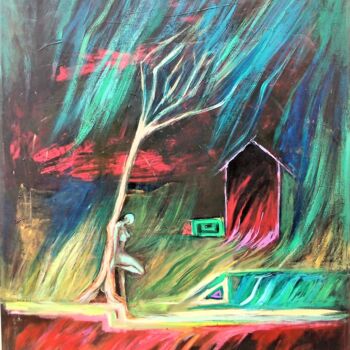 Painting titled "Home" by Anastazija Vidmar, Original Artwork, Acrylic Mounted on Wood Stretcher frame