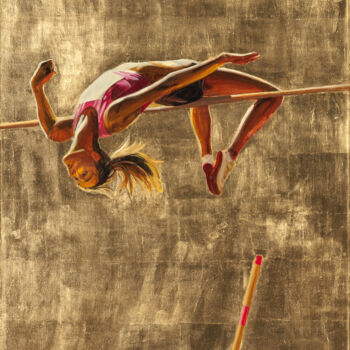 Peinture intitulée "Jump in gold" par Anatassia Markovskaya, Œuvre d'art originale, Huile Monté sur Châssis en bois