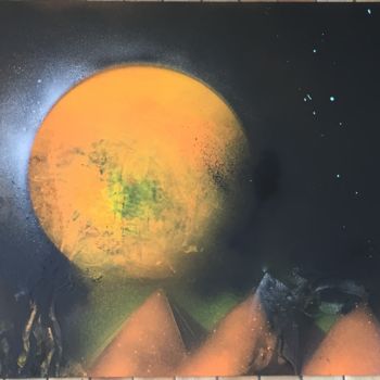 Painting titled "LES 3 PYRAMIDES 15" by Anatole63, Original Artwork, Spray paint