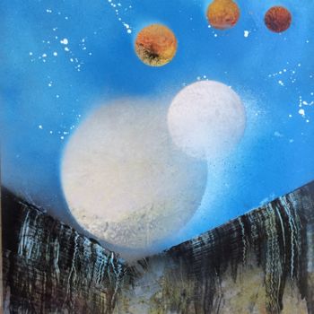 Painting titled "2 planètes sans fai…" by Anatole63, Original Artwork, Spray paint