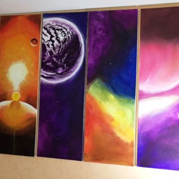 Painting titled "7 interstellaires" by Anatole63, Original Artwork, Acrylic