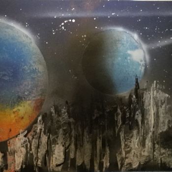 Painting titled "Les 3 mondes 26" by Anatole63, Original Artwork, Spray paint