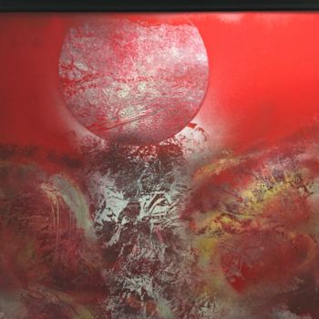 Painting titled "Red moon 67" by Anatole63, Original Artwork, Spray paint