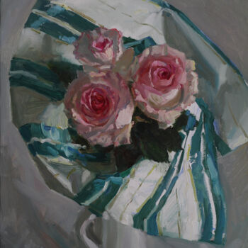 Картина под названием "Roses" - Анатолий Коробкин, Подлинное произведение искусства, Масло Установлен на Деревянная рама для…