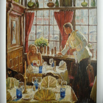 Painting titled "Cafe" by Anatolii Tarnavskyi, Original Artwork, Oil