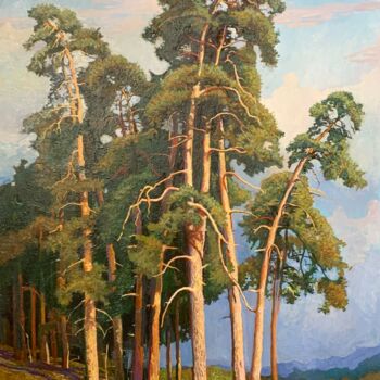 Peinture intitulée "Pines" par Anatolii Tokarev, Œuvre d'art originale, Huile