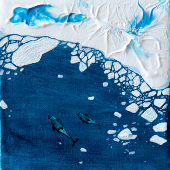 Malerei mit dem Titel "Ice and killer whal…" von Anatoliy Korchinov, Original-Kunstwerk, Acryl