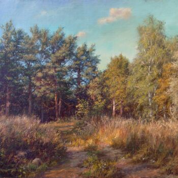 Painting titled "The last warm days…" by Anatoliy Nozdrin, Original Artwork, Oil Mounted on Other rigid panel