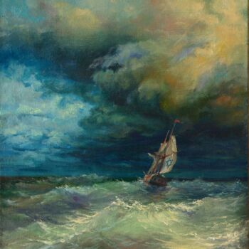 Painting titled "Staying on course i…" by Anatoliy Nozdrin, Original Artwork, Oil
