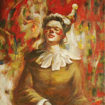 Картина под названием "Rozhansky.Klown.Oil…" - Anatoliy Rozhanskyy, Подлинное произведение искусства