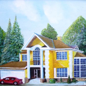 Peinture intitulée "Yellow House.jpg" par Anatolii Shostenko, Œuvre d'art originale, Huile
