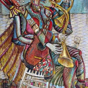 Картина под названием "Archangel Music" - Anatoliy Sivkov, Подлинное произведение искусства, Масло