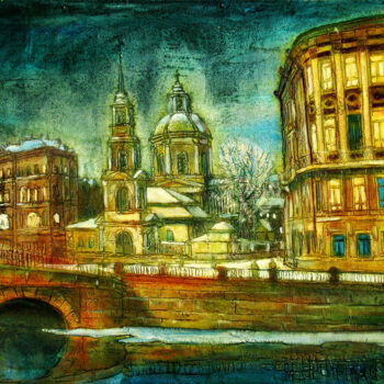 Malarstwo zatytułowany „Fontanka-Simeonovsk…” autorstwa Anatoliy Sivkov, Oryginalna praca, Olej