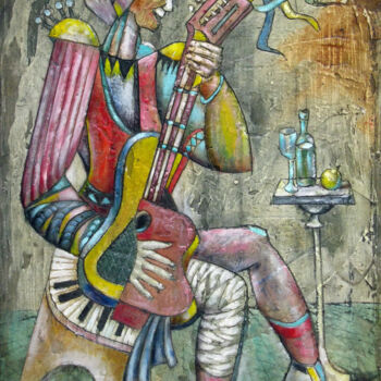 Pintura intitulada "Breakfast musician" por Anatoliy Sivkov, Obras de arte originais, Outro