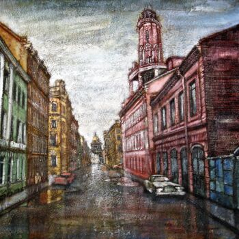 Painting titled "Street from the Fir…" by Anatoliy Sivkov, Original Artwork, Oil