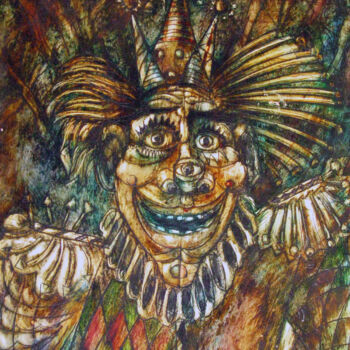 Drawing titled "scary clown" by Anatoliy Sivkov, Original Artwork, Other