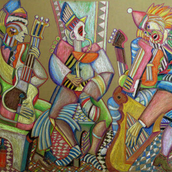 Painting titled "Trio at the geometr…" by Anatoliy Sivkov, Original Artwork, Oil