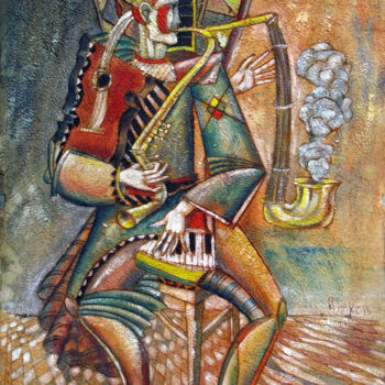 Painting titled "smoky jazz" by Anatoliy Sivkov, Original Artwork, Oil