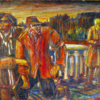 Painting titled "Separation on the b…" by Anatoliy Sivkov, Original Artwork, Oil
