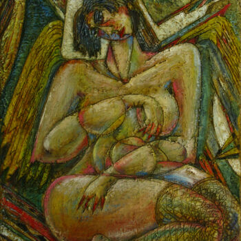 Painting titled "Premonition angel" by Anatoliy Sivkov, Original Artwork, Oil