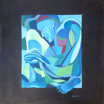 Painting titled "Prison bleue" by Anaton, Original Artwork